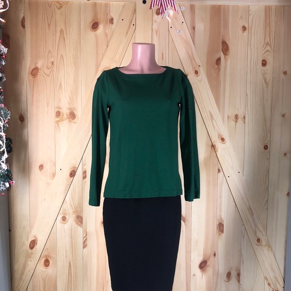 J Jill -Top Blouse Womens XSmall Grenn Ponte Round Neck Long Sleeve Knit… - Picture 9 of 16